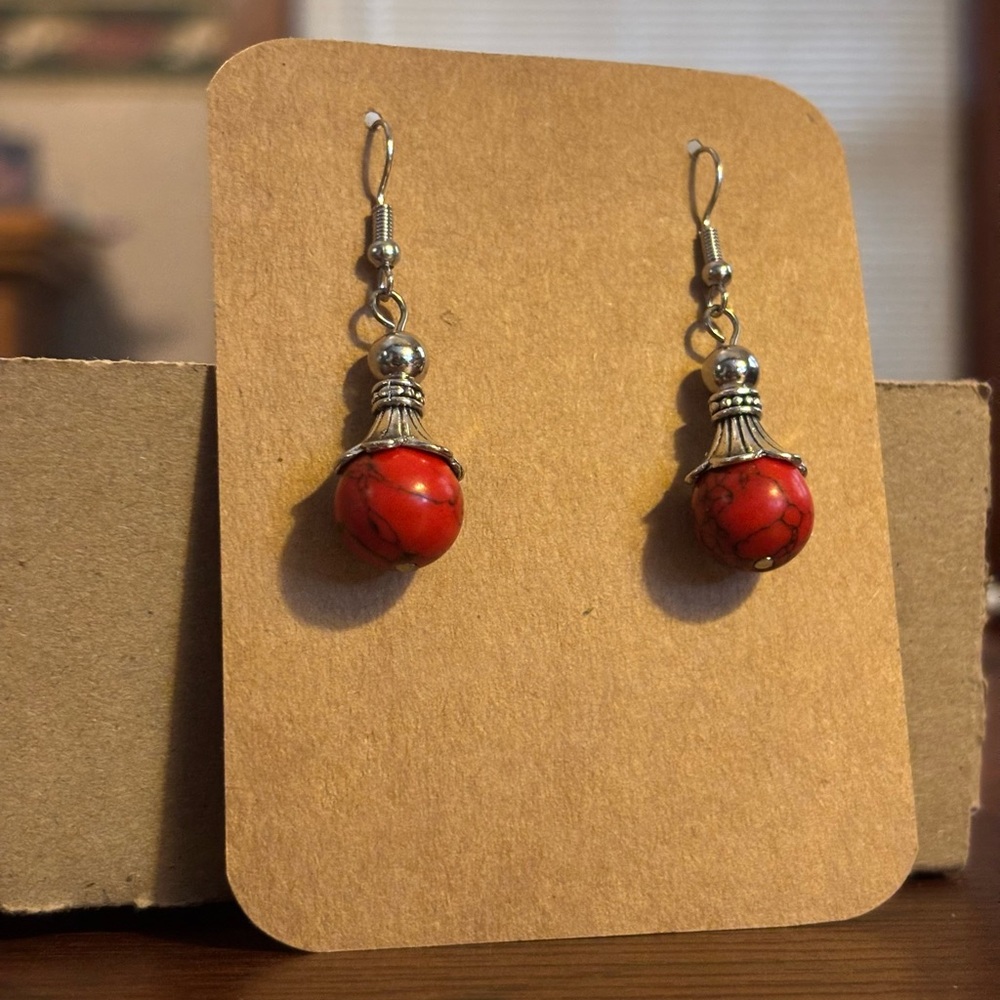 Elegant Red Dangle Earrings Handcrafted